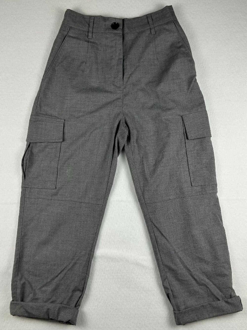 Bershka | Grey Light Weight Cargo Pocket Pants, Elastic Waist, size 6
